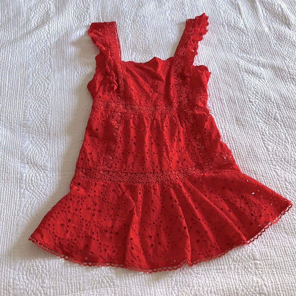 Betsey Johnson Red Eyelet Lace Dress